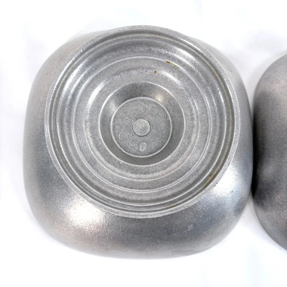 Wilton Armetale Serving Bowls Silver Pewter Finish Square Wavy Footed Set of 2